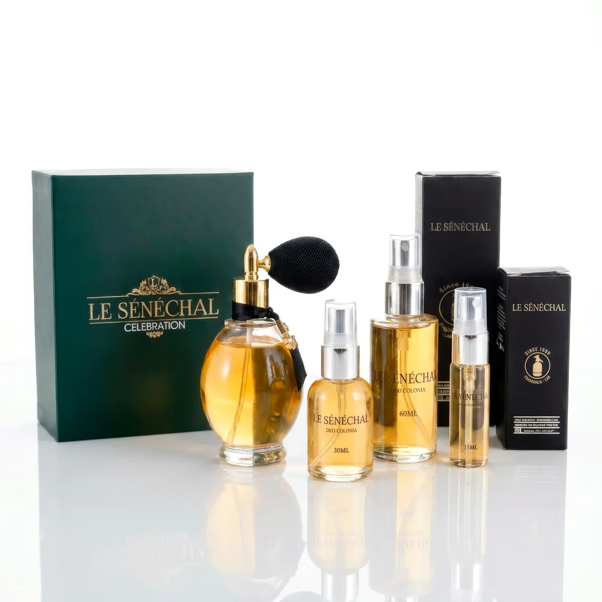Perfume de luxo com fumaça dourada